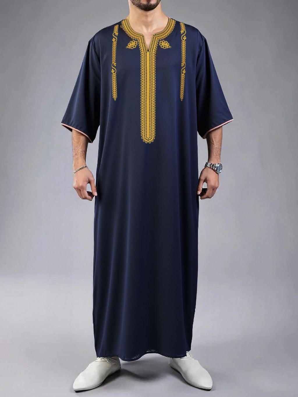 Moroccan-Style Men’s Embroidered Thobe