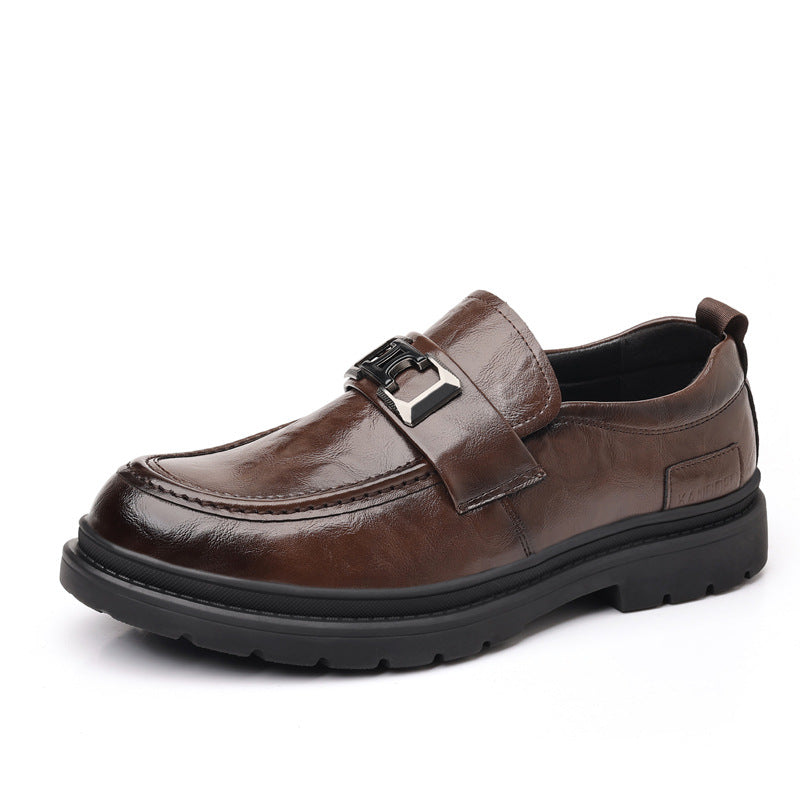 Lug-Sole Metal Buckle Loafers