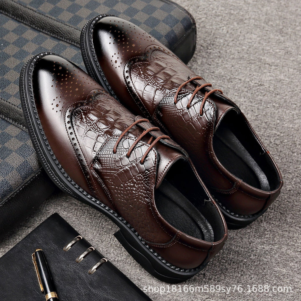 Embossed Wingtip Brogue Derbies