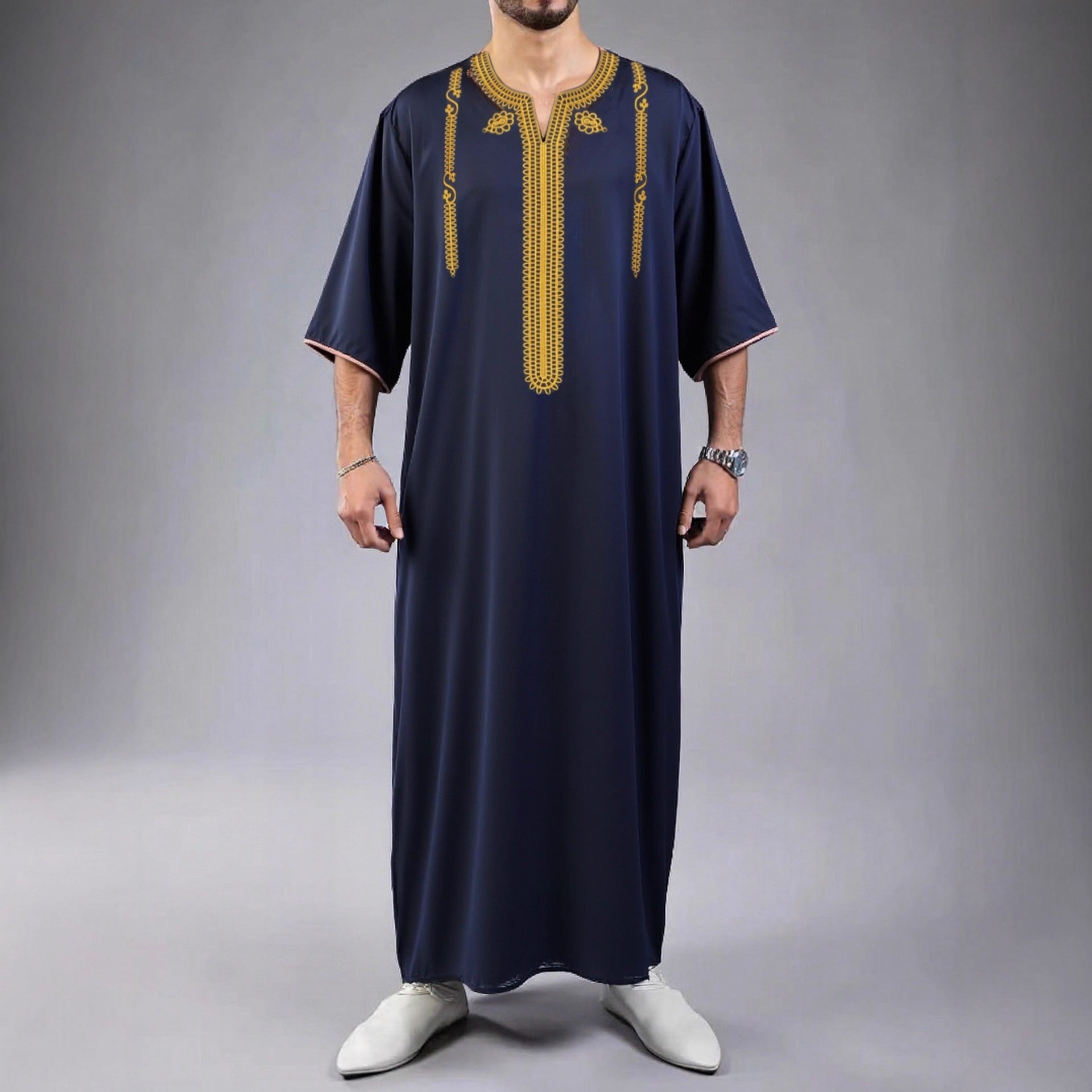 Moroccan-Style Men’s Embroidered Thobe