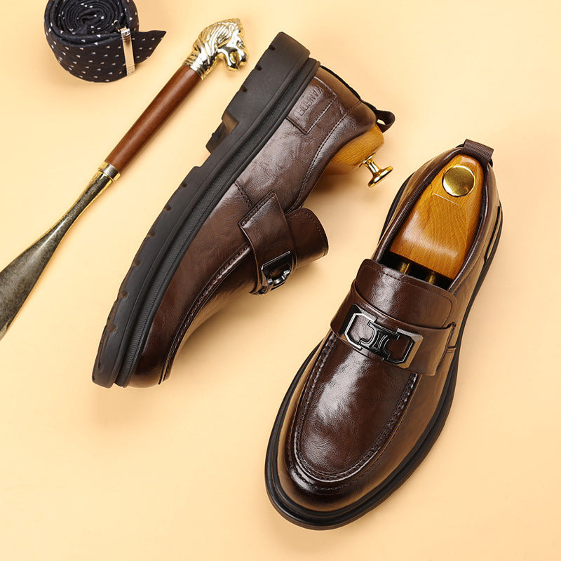 Lug-Sole Metal Buckle Loafers